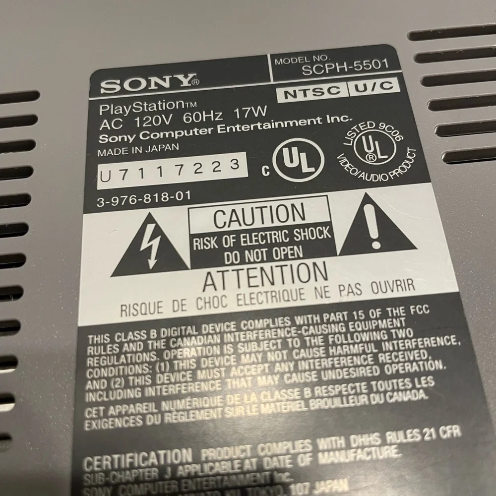 Vintage Sony PlayStation video game console